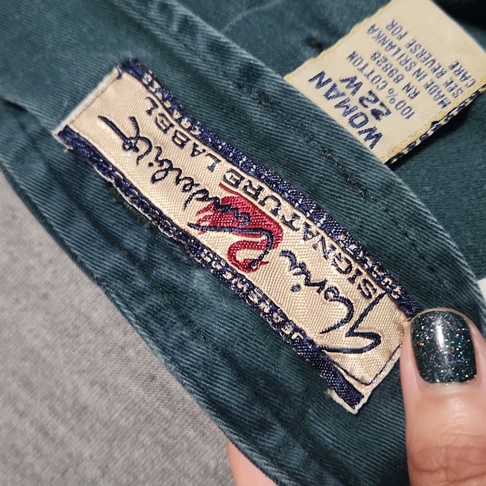 RARE! Vintage Plus Size Curvy High Rise Baggy Forest Green Trousers Pants Slacks - Picture 6 of 12